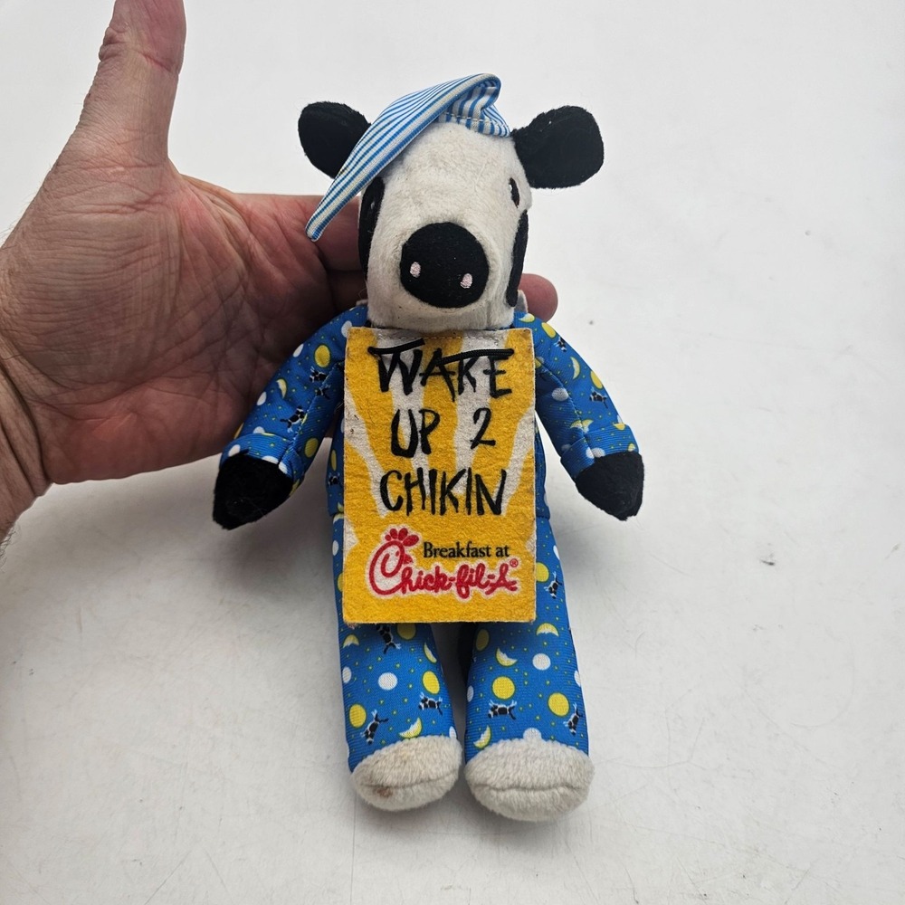 Vintage Chick-fil-A Cow Plush Wake Up 2 Chikin Pajamas Nightcap 9" Mascot